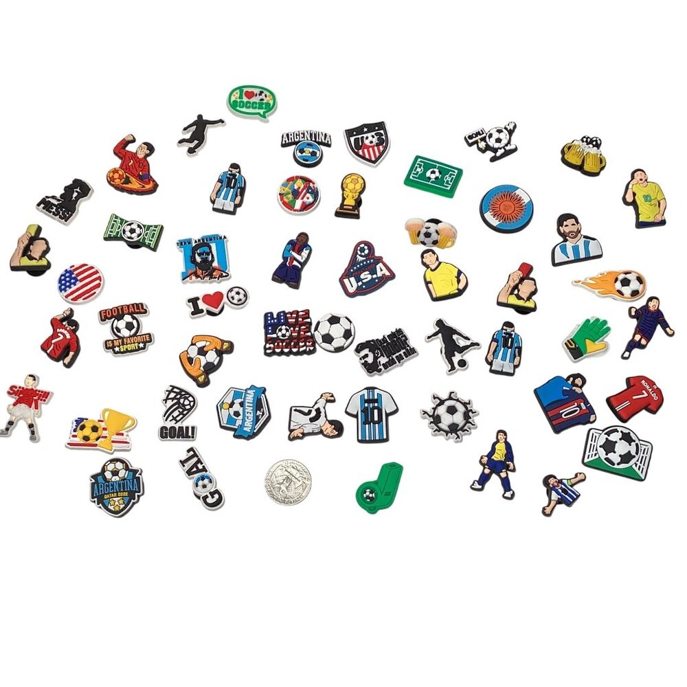 48 pcs World Soccer/Football Shoe Charms for Cr-cs Sealed New